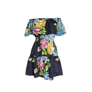 nieves lavi floral ruffle mini dress